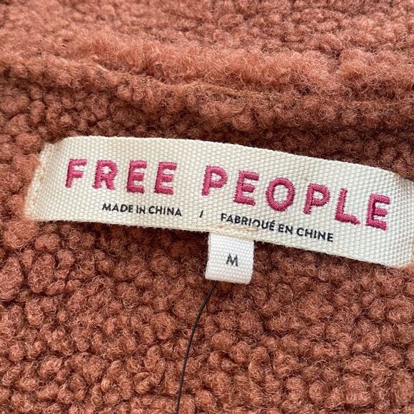Free People Brown Diogo Sherpa Coat Penny Lane size M NWT New $248  Polyester - Picture 4 of 11